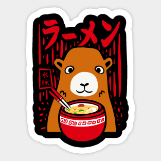 Capybara loves Ramen Sticker